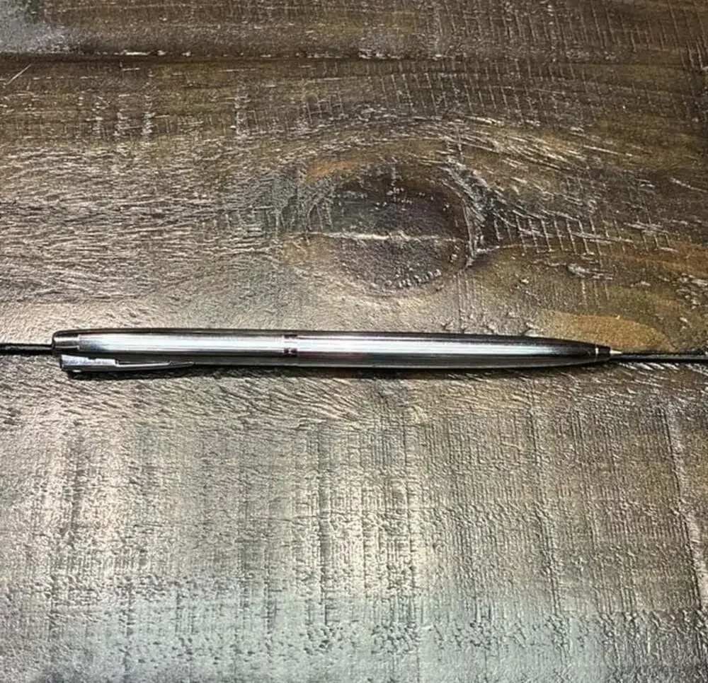 Vintage Sheaffer Targa Brushed Chrome Ballpoint Pen with White Dot